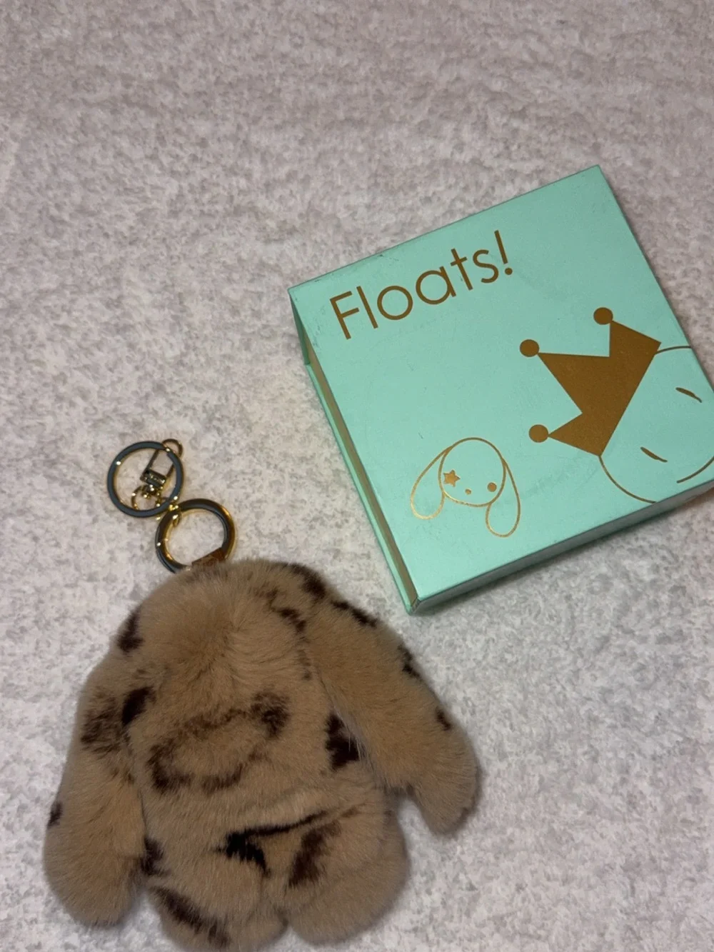 Floats! Gold-Key Faux Fur Bunny Bag Charm - Brown